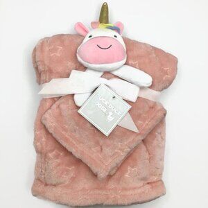 Unicorn Blanket & Lovey Pink Plush Security Set 30x40 in. Duck Duck Goose NEW
